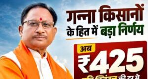 मुख्यमंत्री श्री विष्णुदेव साय ने गन्ना खरीदी दर बढ़ाकर 425 रुपये प्रति क्विंटल कर दी